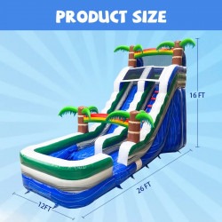 IMG 4914 1719623070 Tropical palm Tree 16ft Water Slide w/ Pool